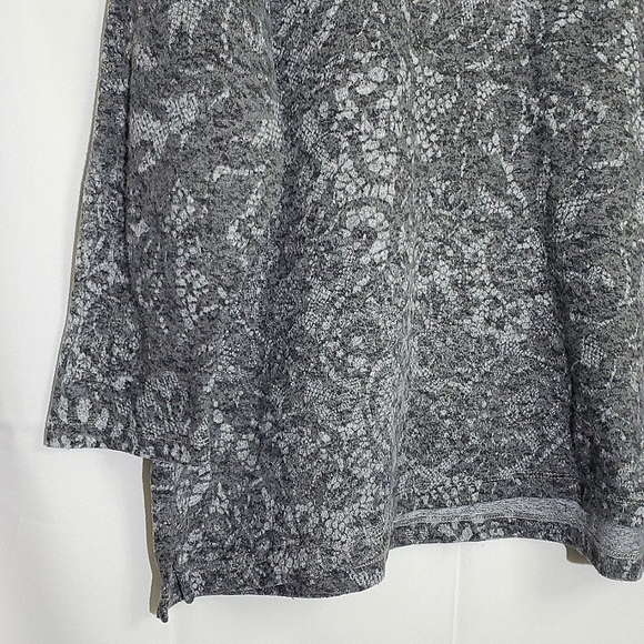 Ruby Rd. Grey 3/4 Sleeve Open Lace Pattern Cowl Neck Sweater/Shirt - Sz XLarge - Picture 4 of 6